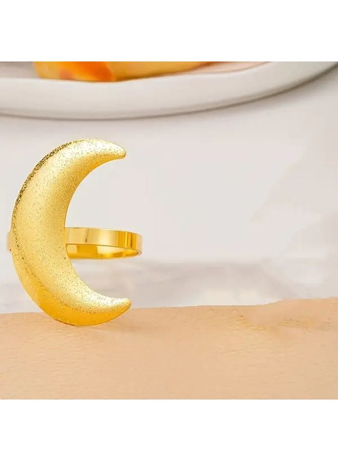 حلقات مناديل نجمة القمر الذهبية 4 قطع ديكور طاولة معدني لحفلات رمضان والعيد الإسلامي - Image 5